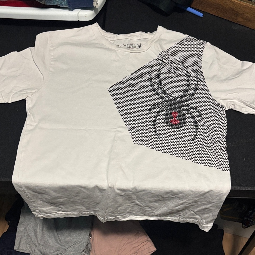 Spyder Kids' White Tee with Black and Red Spider Design